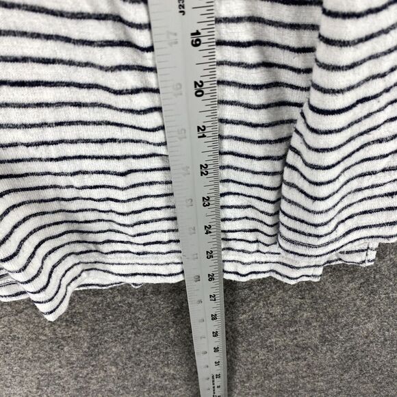 Banana Republic Hoodie Women M Medium White Striped V-Neck Hooded Luxespun Rayon - Picture 7 of 8
